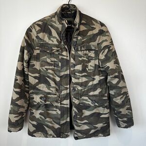 Me Jane Button & Cargo Military Quilted Lined Camouflage Coat Size Small